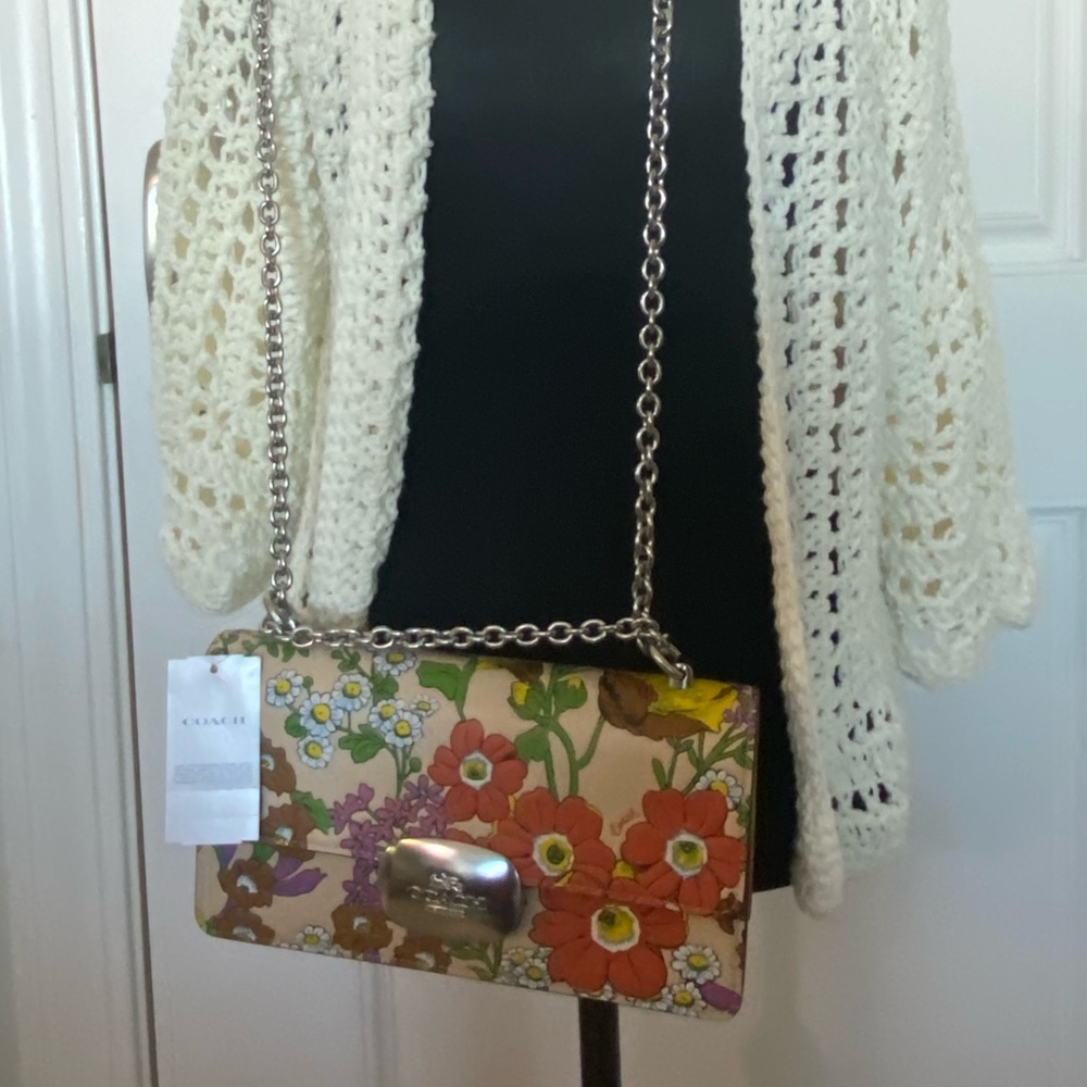 Coach Eliza Flap Crossbody Bag Garden Floral Print Medium 9” NWT